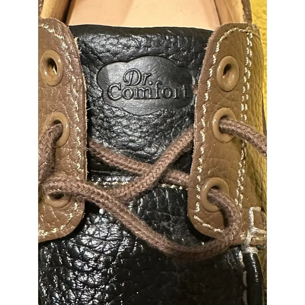 Dr. Comfort Patrick Men's 8.5M Brown Black Leather Therapeutic Boat Shoes.